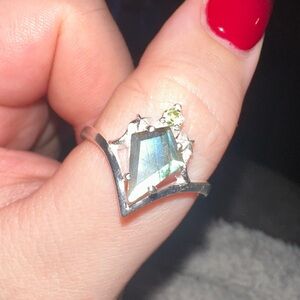 Labradorite and peridot ring